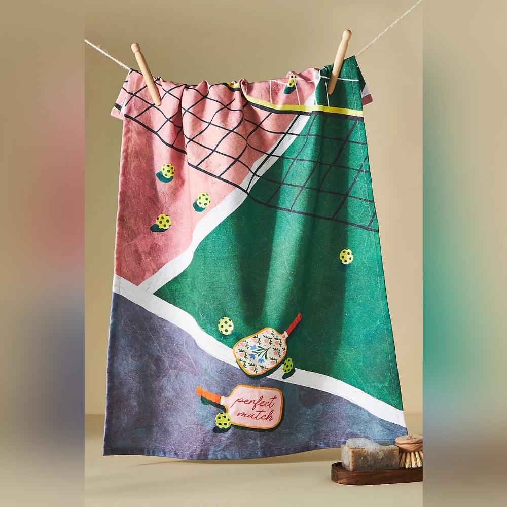 Anthropologie Pickleball Dish Towel Tea Towel